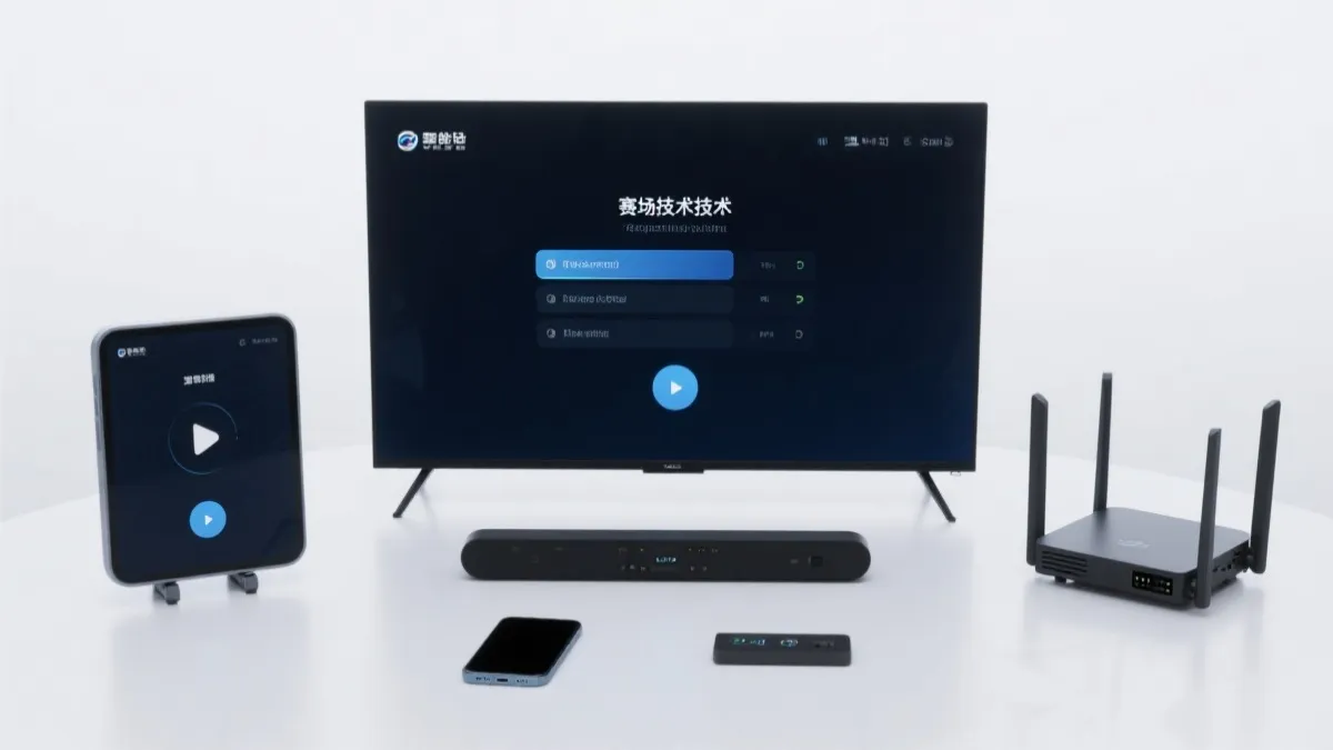 赛前5分钟技术准备：手机、电视、路由器与清晰度设置界面